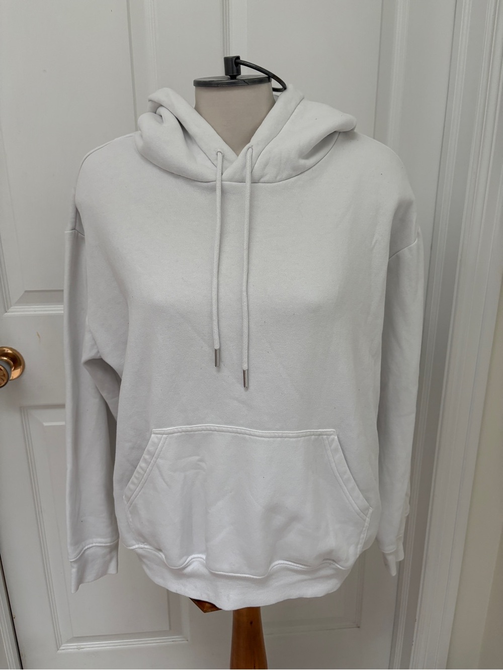 H&M White Women's Pullover Hoodie with Drawstring ladies medium - Picture 2 of 6